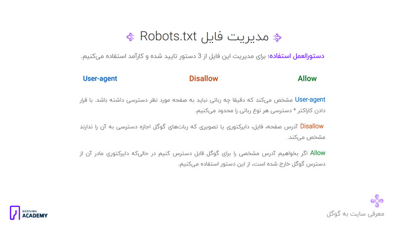 استفاده از فایل robots.txt و محدود کردن منابع و صفحات برای گوگل