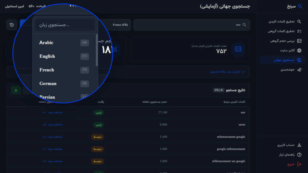 جستجوی جهانی ابزار سرنخ